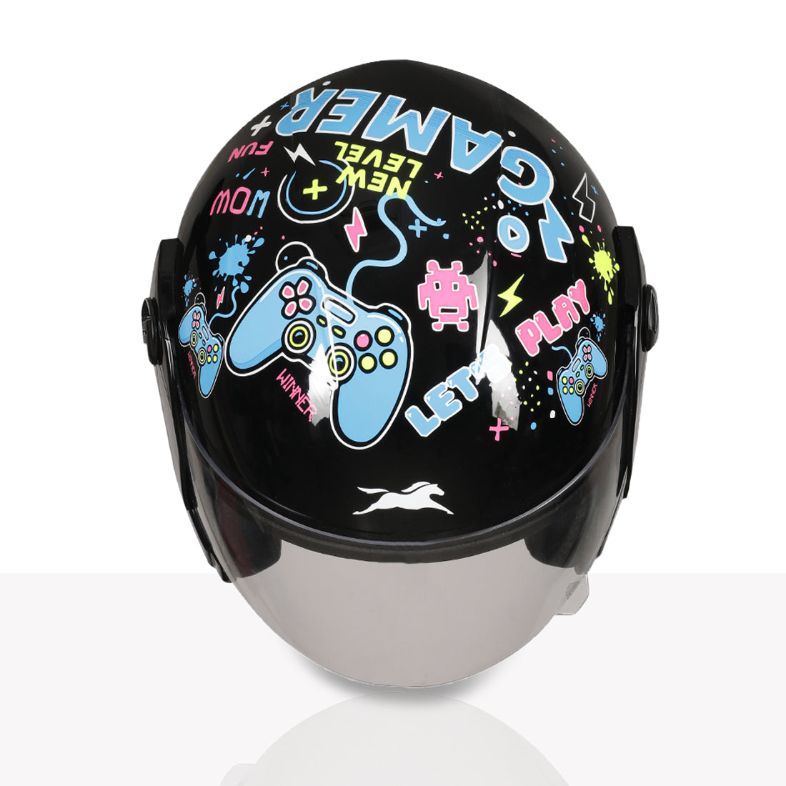 TVS Moto Jr. Kids Helmet |Fun Glow in the Dark Graphics | Lightweight ISI Certified ABS Shell| Removable Cheek Pads | Ideal Kids Bike Helmet for Cycle Scooter Daily Ride Comfort & Protection